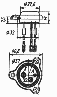 Корпус тиристоров КУ203, КУ203А, КУ203Б, КУ203В, КУ203Г, КУ203Д, КУ203Е, КУ203Ж, КУ203И